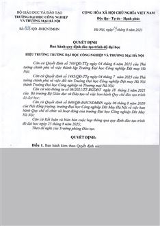 Quyết định ban hành Quy định đào tạo trình độ Đại học-Hitu