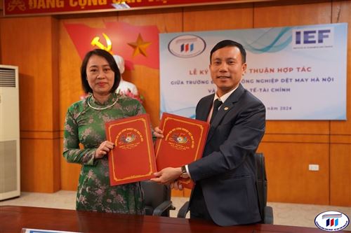 Lễ kí kết thỏa thuận hợp tác giữa trường ĐH Công nghiệp Dệt May Hà Nội với viện Kinh tế - Tài chính  