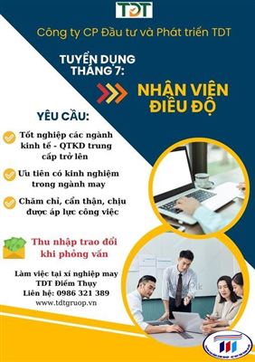 [Tuyển dụng 2024] Công ty cổ phần đầu tư và phát triển TDT