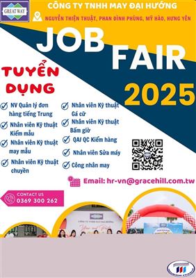 TUYỂN DỤNG CÔNG TY TNHH MAY ĐẠI HƯỚNG