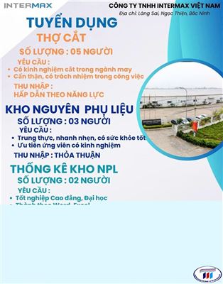 Công ty TNHH Intermax Việt Nam [Tuyển dụng T7/2025]