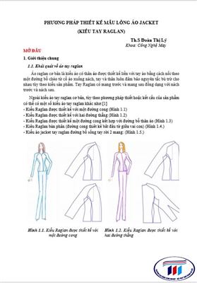 PHƯƠNG PHÁP THIẾT KẾ MẪU LỒNG ÁO JACKET  (KIỂU TAY RAGLAN)