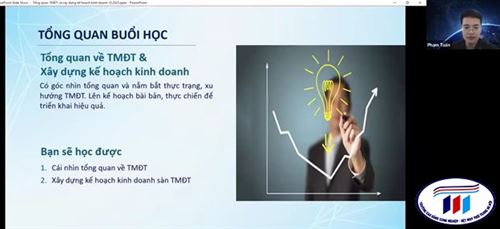 NHÓM SINH VIÊN THI NỘI DUNG BÁN HÀNG ONLINE THAM GIA TẬP HUẤN VỀ THƯƠNG MẠI ĐIỆN TỬ VÀ LẬP KẾ HOẠCH KINH DOANH ONLINE