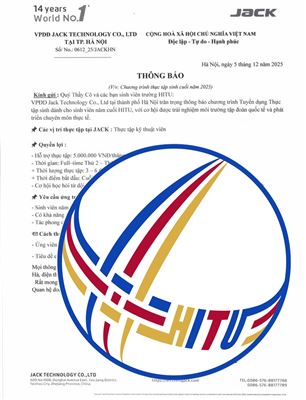 🌟 CƠ HỘI THỰC TẬP MÙA HÈ VÀ CƠ HỘI LÀM VIỆC CHÍNH THỨC TẠI JACK TECHNOLOGY! 🌟